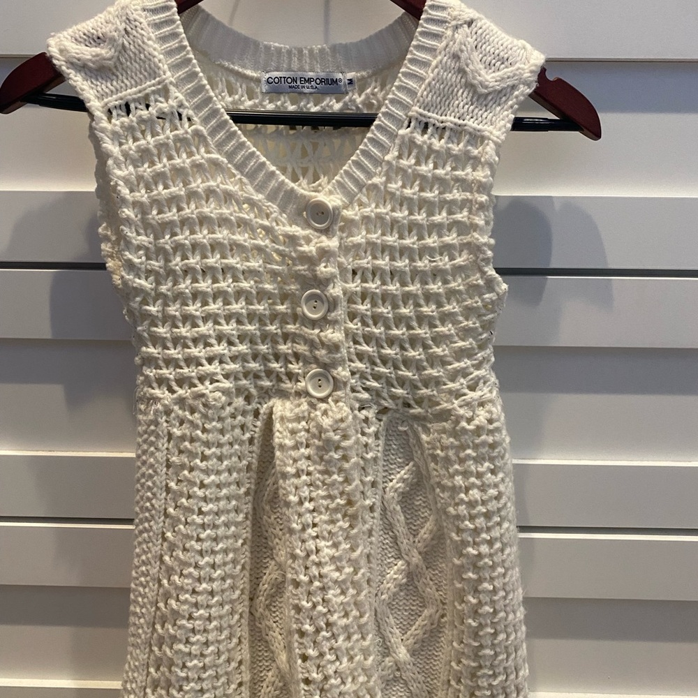 Hippie Chic Ivory Sweater Vest, size medium, more like small